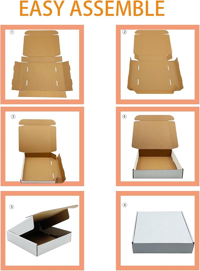 8x8x2 Inches Shipping Boxes Set of 25,White Corrugated Mailing Cardboard Box Literature Mailer for Packing Small Business Moving Storage, E-Commerce Packaging Mailing Boxes Gift Boxes for Presents