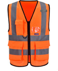 A-SAFETY High Visibility Safety Vest Reflective,Hi vis Working Vest,Orange Medium