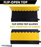 Kable Kontrol Atlas Heavy Duty Cable Protector Ramp - 5 Channel Bulk Wholesale Pallet - 30 Pcs - 36" Long Black & Yellow - 36,000 Lbs Capacity - Rubber Speed Bump Wire Protector Cord Cover - CP9988