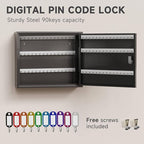 WeHere Key Lock Box for 90 Keys, Wall Mount Key Cabinet with Color Key Tags, Steel Key Storage Box with Lock, Key Holder Organizer for Home, Office, Apartment, Property Management