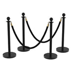 4Pcs Stainless Steel Stanchion Posts with 5ft Red Velvet Ropes - Crowd Control Barriers & Queue Line Kit with 26ft Red Carpet for Wedding, Party, Theater Supplies