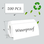White Thermal Labels 2x4 Inch, Direct Thermal Stickers Label, Self-Adhesive Thermals Printer Sticker Labels, Water & Oil Resistant & Anti-Scratch, Perforation Line Design- 200Pcs