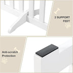 30" Height Tall Freestanding Pet Gate, Solid Wood Folding Safety Fence Wooden Dog Gate with 2 PCs Support Feet Ideal for Stairs, Doorways, Halls, Kitchens, Heavy Duty Gates, 4 Panels, White