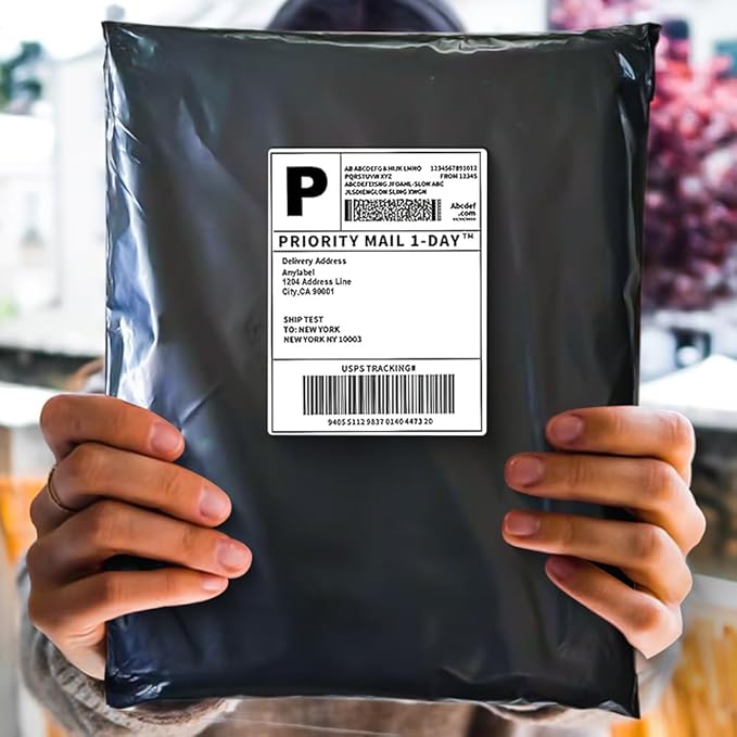 POLYSELLS 200 pcs 12x15.5 Inches Black Poly Mailers Shipping Envelopes, Strong Adhesive Sealing, Waterproof, and Tear-resistant Postal Mailing Bags for Small Business, Clothes, Non-Fragile Items