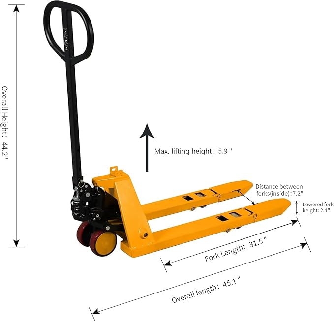 Mini Pallet Jack Truck, Foldable Hand Pallet Jacks with Foldable Forks and Handle, 2200 lbs Capacity Narrow Forks 31.5" L x15 W, Small Size Manual Pallet Jacks