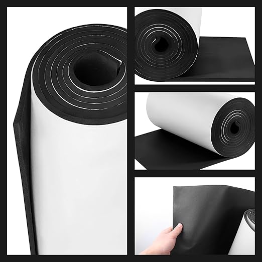 Adhesive Foam Padding Roll Closed Cell Sponge Neoprene Insulation Board Foam Sheet Pad with Sticky Back for Anti Vibration, Anti-Slip, DIY Crafts, Gaskets, Cosplay, Costume(12x118x1/2 inch)