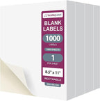 NextDayLabels - Full Page Labels 8.5 x 11 - White Shipping Labels - 8.5 x 11 Label Paper for Printer - Large Blank Matte Sticker Printer Paper - Laser/Inkjet Printer Labels (1 Per Sheet, 1000 Labels)