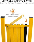 TECSPACE Industrial Expandable Metal Barricade, Expansion Size 16.4 FT, Yellow and Black,Durable Steel Safety Barricade with casters, Flexible Mobile Barrier Gate, Adjustable Traffic Fence