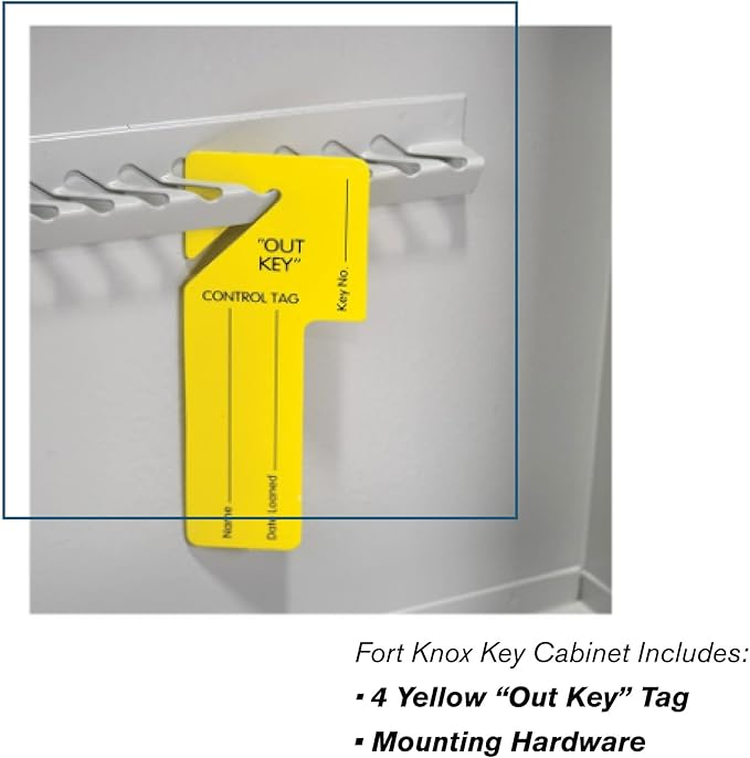BankSupplies Fort Knox Key Holder Cabinet - 40-Key Cabinet - 40 Easy-to-Write-On Key Tags - Piano Hinged Door - Standard Keyed Lock - Steel Construction - Key Lock Box