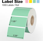 Misofuki 2.25" x 1.25" Yellow Direct Thermal Barcode Labels 1000 Pcs for Zebra ZD410 ZD411 LP2824, 2-1/4x1-1/4 1 Roll Waterproof Strong Adhesive Perforated Return Address Labels Used with Rollo MUNBYN