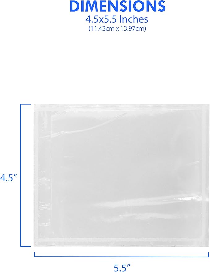 2000 Count 4.5" x 5.5" Shipping Label Envelopes, Clear Packing List Pouches with Self-Adhesive Back, Top Loading for Shipping Labels Sleeves, for Packing Slips, Labels Invoices & Paperwork. GPI
