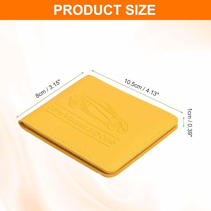 HARFINGTON Car Registration and Insurance Holder PU Leather Vehicle Glove Box Organizer Storage Accessories Car ID Holder with 10 Pockets for License ID Card Bank Card Documents, Yellow