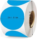 2 Inch Blue Round Thermal Labels,600 Labels/Roll Self-Adhesive Circle Inventory Stickers, Multi-Purpose Round Roll Thermal Printing Stickers for Business and Domestic Use