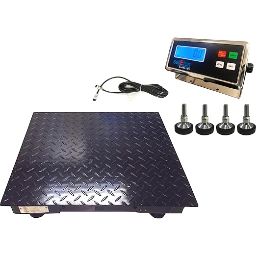 SellEton SL-700-2x2-2.5K 24" x 24" (2' x 2') Industrial Floor Scale with Capacity of 2,500 lbs 0.5 lb - Black