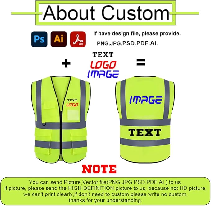 High Visibility Safety Reflective Vest with Pockets and Zipper Construction Hi Vis Work Vest(Royal Blue L)