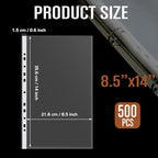 500 Pcs 8.5 x 14 Legal Size Heavyweight Clear Sheet Protectors, Heavy Duty 11-Hole Fit for 3 & 4 Ring Binder, Plastic Page Thick Document Protector, Binder Sleeves for Cards Photo Archive
