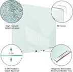Magnetic Glass Whiteboard - Glass Dry Erase Board 36"x24" Large Frameless Glass Board for Walls Office School and Home