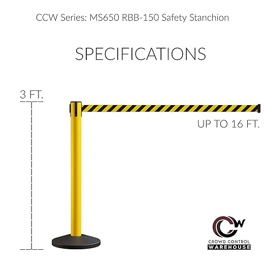 Crowd Control Warehouse CCW Series RBB-150 - Set of 2 Stanchion Retractable Belt Barriers - 16 Foot, Red"Authorized Access ONLY" White Letters Belt with Orange Post - Easy Assembly