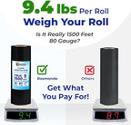Rosmonde Bulk Plastic Wrap for Moving, 5 Pack, True 18" x 1500 ft Black Shrink Wrap, 80 Gauge / 20 Microns, Industrial Strength Pallet Stretch Wrap, 9.4 lbs/Roll, Black Heavy Duty Shrink Wrap Roll