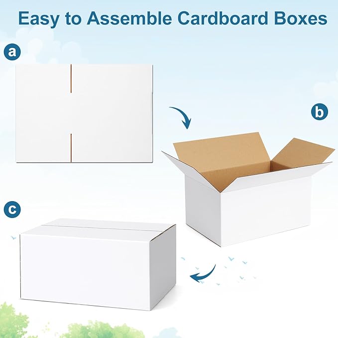 Famagic Small Shipping Boxes 8x6x6 Inch 10 Pack White Box Corrugated Cardboard Boxes for Packaging Small Business, Mailing Boxes for Shipping