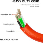 EP 25 Ft Lighted Outdoor Extension Cord - 10/3 SJTW Heavy Duty Orange Extension Cable with 3 Prong Grounded Plug for Safety, UL Listed
