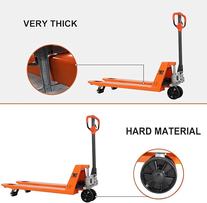 Tory Carrier Manual Pallet Jack 6600 Lb. Capacity, Pallet Truck 48 L × 27 W Fork Size Standard Duty Hand Trucks