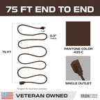 Iron Forge Cable Outdoor Brown Extension Cord 75 ft - 16 Gauge 10 Amp Heavy Duty Brown Outdoor Extension Cords 3 Prong - 16/3 SJTW Great for Outdoor