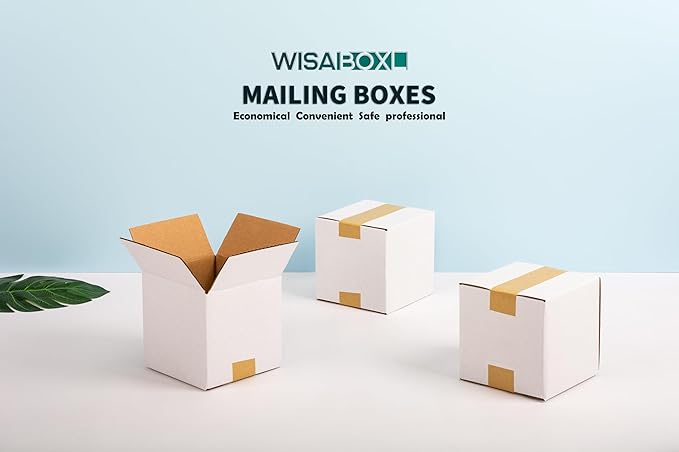6x6x6 inch White Shipping Boxes, Corrugated Cardboard Small Boxes with Fragile Stickers for Business Mailing, Packing, Moving, Storage, 25 Pack