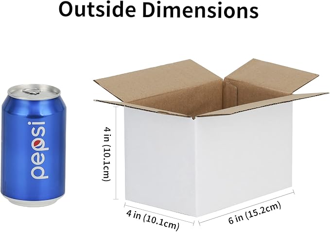 6x4x4 inches Shipping Boxes 50 Pack, Kraft Corrugated Small Cardboard Boxes for Mailing Packing, White