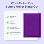 Purple Large Poly Bubble Mailers 12x15 inch | Self Seal Padded Envelopes Cushioned Bubble Mailer | Usable Size 12x15 | WaterProof | Lightweight mailing Shipping Bags | 50 Pack Bulk
