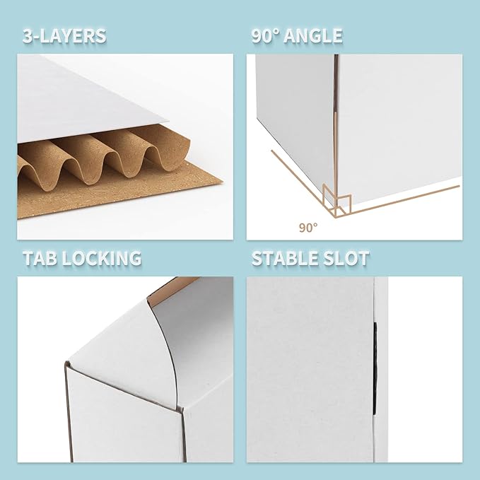 WIFTREY 9x6x3 White Shipping Boxes 25 Pack for Small Business, Small Corrugated Cardboard Mailer Boxes for Mailing, Packing