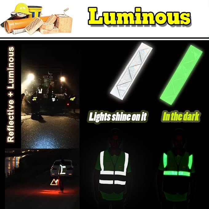 YOWESHOP High Visibility Safety Vest Custom Your Logo Protective Workwear 5 Pockets With Reflective Strips Outdoor Work Vest (XL, Black Luminous)