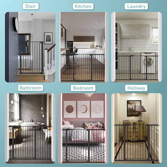 38.5" Extra Tall Pet Gate Pressure Mounted - 37.80"-40.55" Wide Walk Through Baby Gates with Door for The House Stairs Doorway - Puppy Doggy Dog Gates Fence Child Safety Gate