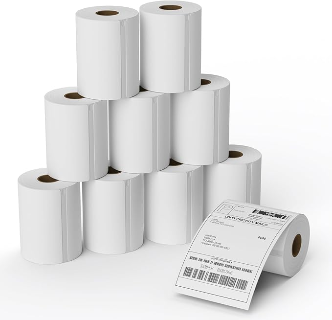4"x6" (20 Rolls) BESTIKER Direct Thermal Shipping Labels Compatible with 4XL Label Writer 1744907, 1755120, Perforated Postage Label Paper for Thermal Printer, 220 Labels/Roll