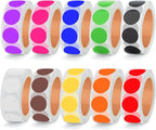 3/4 Inch Solid Round Color Coding Labels Roll, Self-Adhesive Circle Dot Sticker 10 Assorted Colors for Inventory and Home Organize, File Classification, 10 Colors (5000)
