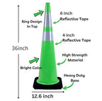 BESEA 8Pack 36” inch Traffic Cones Blue Road Parking Cones Construction Safety Cone Structurally Stable for Traffic Control(Green Color)