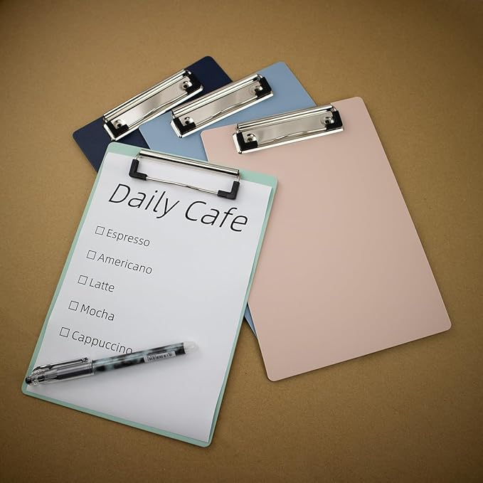 Small Clipboards 6" X 9" Mini Clipboards 4-Pack Half Letter Memo Size Clipboard Menu Pads Receipt Clips for School Office Restaurant Cafe Hotel (Black Clip)