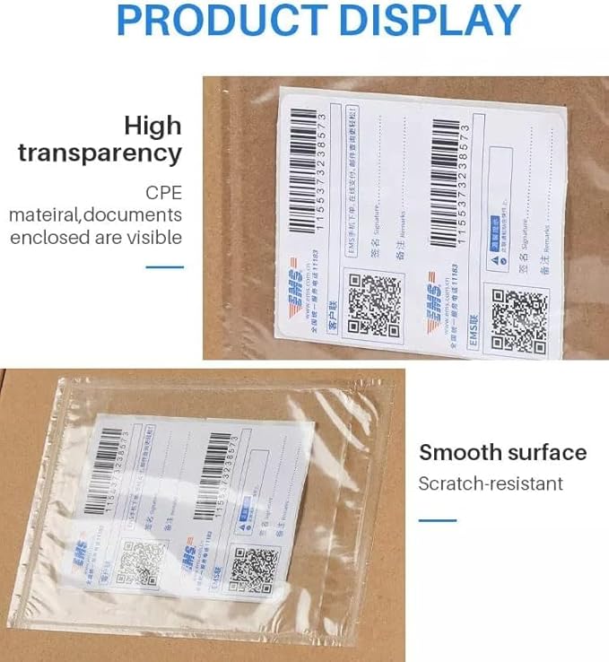 7.5" x 5.5" Shipping Label Sleeves, Self-Adhesive Top Loading Packing List Pouches, Clear Envelopes (400 Packs)