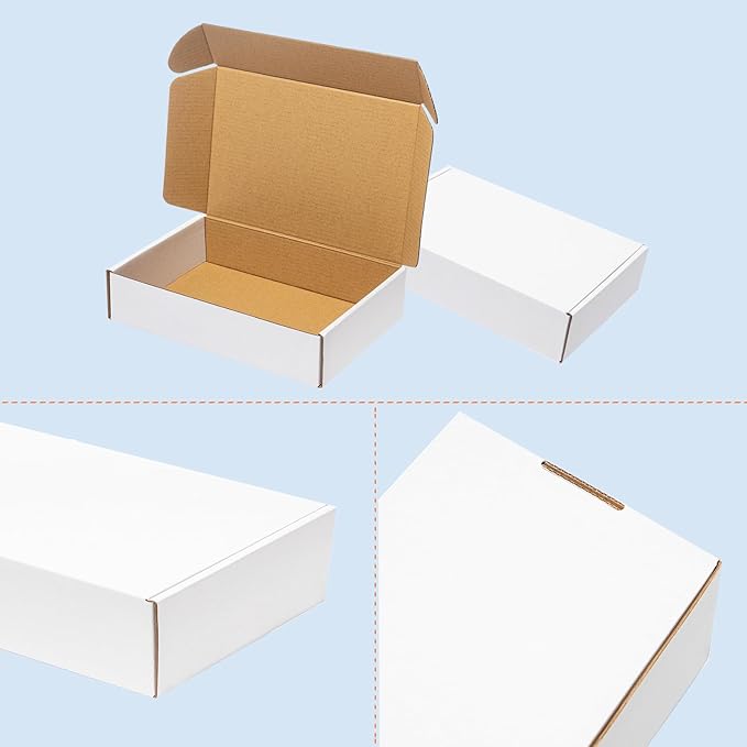 8x8x4" Shipping Boxes 30 Pack White Corrugated Cardboard Mailing Boxes for Small Business - Literature Mailer Packaging Supplies
