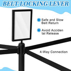 Geelin 6 Pack 16 ft Heavy Duty Crowd Control Stanchions Stainless Steel Stanchion Set with 6 Safety Barrier Post with Retractable Belt and 1 Sign Holder Crowd Control Barrier(Black)