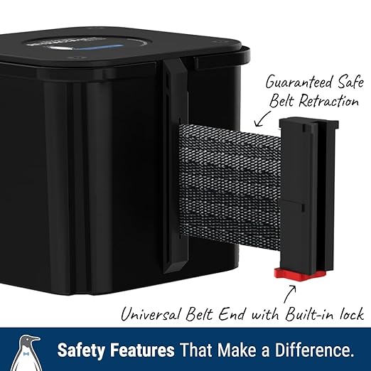 WM412 Retractable Belt Wall Mounted Yellow Crowd Control Barrier and Receiving End, 20' Black/Yellow Diagonal Belt