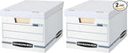 Bankers Box 12 Pack STOR/FILE Basic Duty File Storage Boxes, Standard Assembly, Lift-off Lid, Letter/Legal, White/Blue