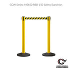 Crowd Control Warehouse CCW Series RBB-150 - Set of 2 Stanchion Retractable Belt Barriers - 16 Foot, Red"Authorized Access ONLY" White Letters Belt with Yellow Post - Easy Assembly