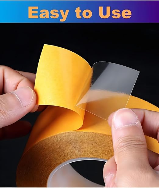 Ultra-Thin Clear Double Sided Tape Heavy Duty 2-Inch x 50 Feet Two Sides Strong Stick Mounting Adhesive Tape for Arts & Crafts, Fix Carpet, Women Clothes, Woodworking, Anti Cat Scratch, Sewing Project