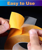 Ultra-Thin Clear Double Sided Tape Heavy Duty 2-Inch x 50 Feet Two Sides Strong Stick Mounting Adhesive Tape for Arts & Crafts, Fix Carpet, Women Clothes, Woodworking, Anti Cat Scratch, Sewing Project