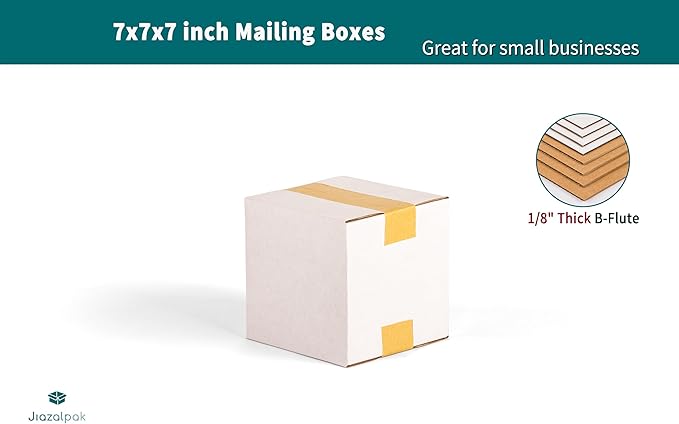 White 7x7x7 inches Shipping Boxes, Corrugated Cardboard 7x7 Box for Small Business Mailing, Packaging and Storing, 25 Pack