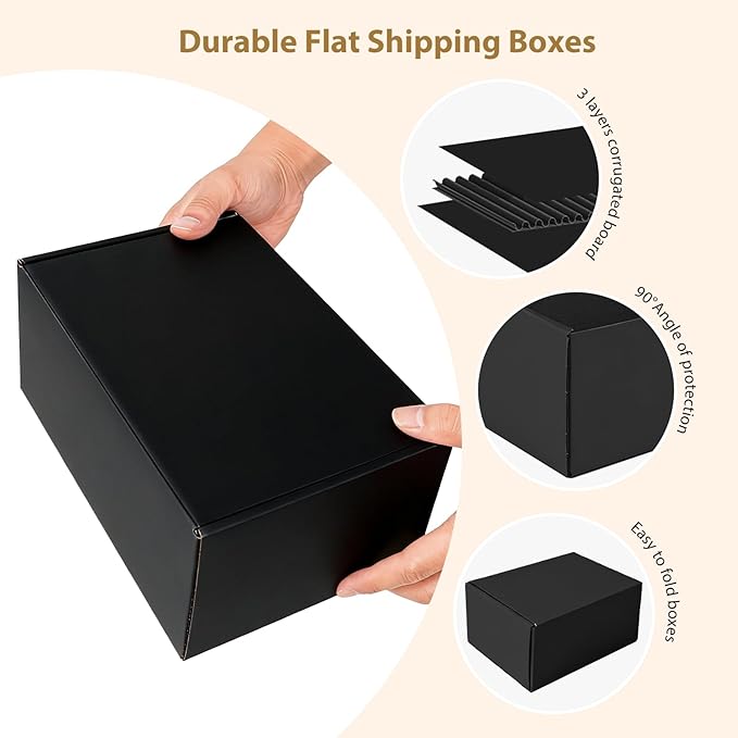 6x4x3 inches Shipping Boxes Set of 25, Small Corrugated Cardboard Box, Literature Mailer, Gift Boxes (Black, 6x4x3)