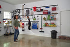 Rubbermaid 24-Piece FastTrack Garage Wall-Mounted Storage Kit, 6 Rails and 18 Hooks, Black, for Home/House/Tool/Sports/Equipment/Utility Purposes