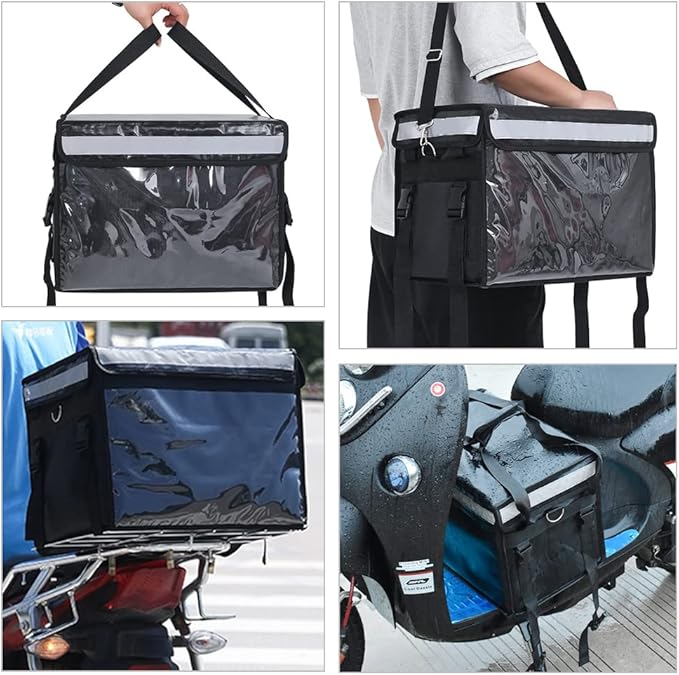 Insulated Bags For Food Delivery XL - 18.1" x 13.8" x 13.8", Commercial Insulated Food Delivery Bag w/ Divider, Waterproof & Foldable Catering Bag Food Deliveries, Delivery Pizza Bags 12 Inches
