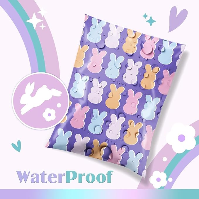 Metronic Poly Mailers 10x13 Inch 1200pc, Easter Rabbit Bags for Shipping, Self-Adhesive Shipping Envelopes for Small Business, Waterproof Mailers Poly Bags for Shipping, Packaging Mailing Bags Bunnies